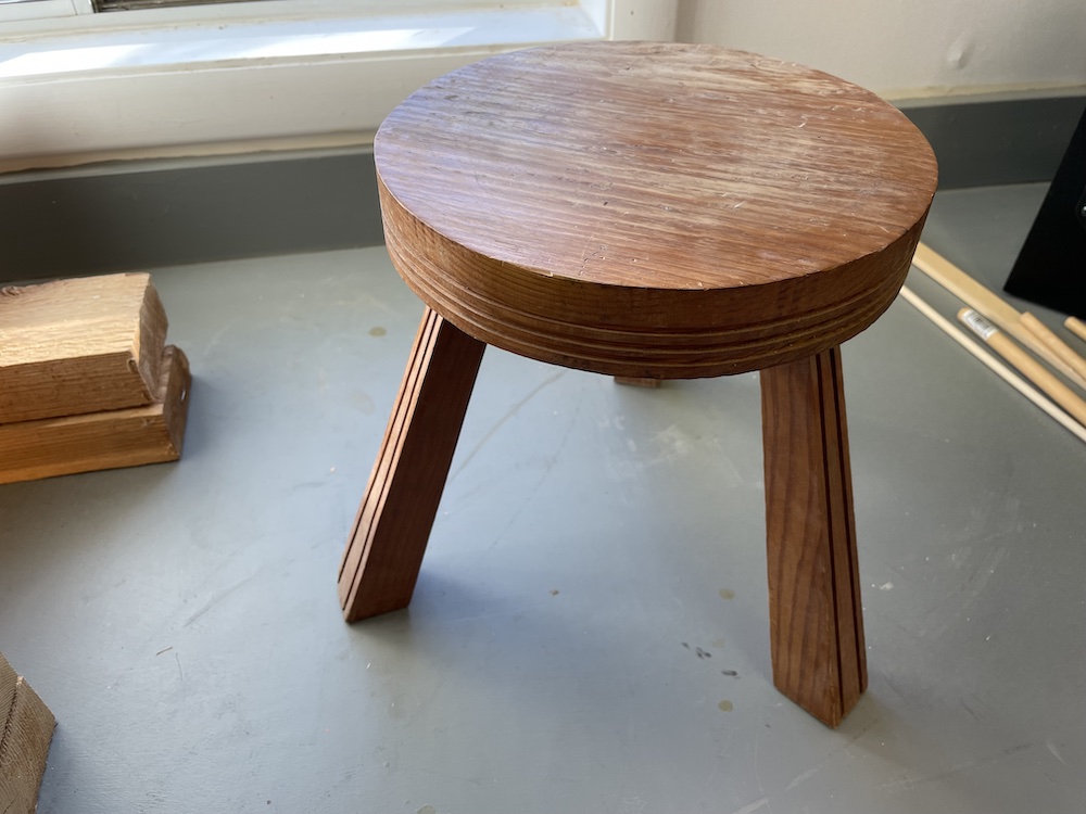 early projects: 3 legged stool different view
